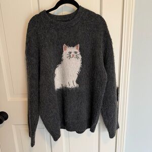 Oak + Fort Cat Crewneck Sweater sz S NWOT